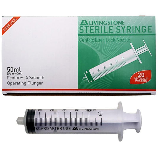 Livingstone Luer Lock Tip Syringe 50ml - 20 Pieces/Box