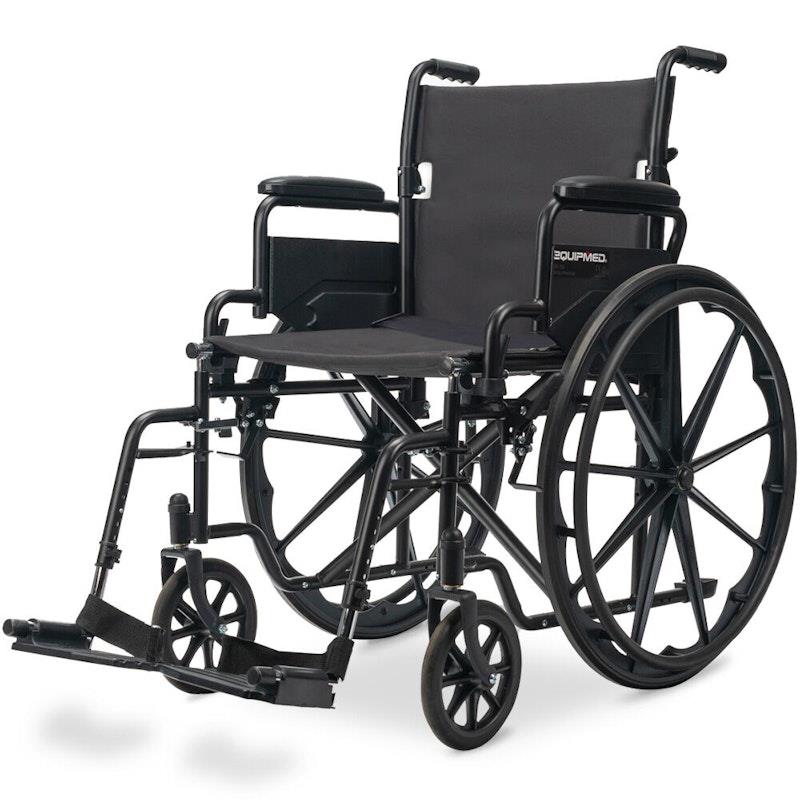 Equipmed 24 Inch Folding Wheelchair - X-Large & Comfortable
