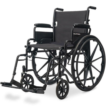 Equipmed 24 Inch Folding Wheelchair - X-Large & Comfortable