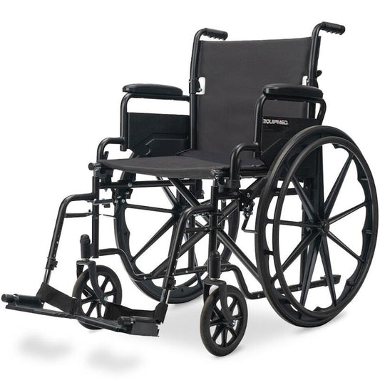 Equipmed 24 Inch Folding Wheelchair - X-Large & Comfortable