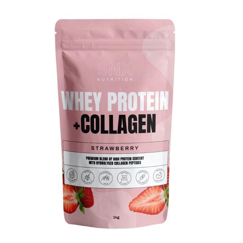 SNX Nutrition Strawberry Collagen Protein Powder 1kg - Natural Muscle Strength & Skin Support