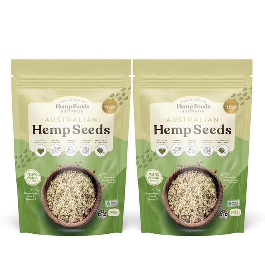 Hemp Foods Australia Australian Grown Hulled Hemp Seeds - 200g Twin Pack - Auzzistore