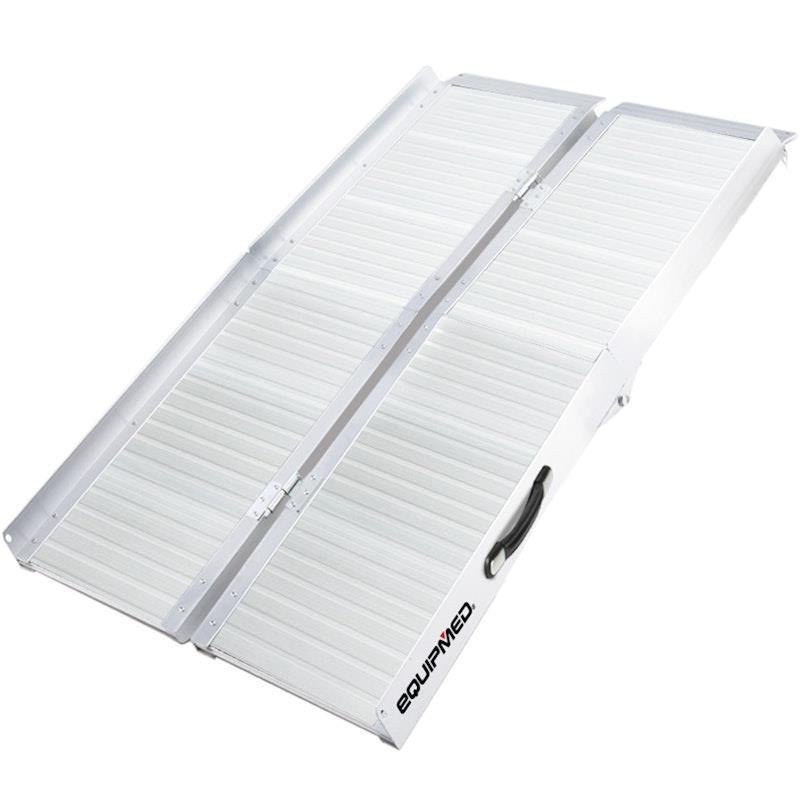 Equipmed 123cm Portable Folding Aluminium Access Ramp - Silver