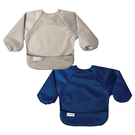 Tiny Twinkle Mess-Proof Full Sleeve Bib 2 Pack - Grey & Dark Blue (Small 6-24M)