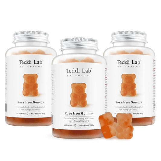 Unichi Rose Iron Gummy 60 gummies x3 Pack - Gentle Iron Support