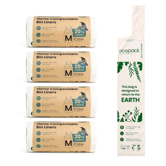 Ecopack 27L Compostable Bin Liners - Eco-Friendly Medium Bundle (4 Rolls/80 Bags)-Auzzi Store