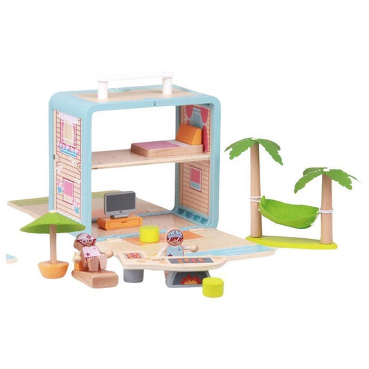 Riababy Wooden Beach House Playset - 1 Unit