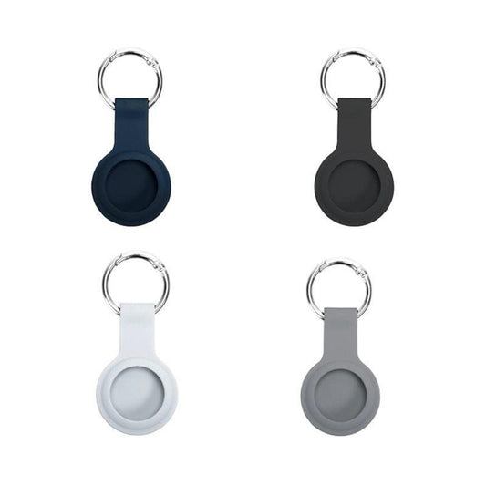 Laser Silicone AirTag Key Ring - 4 Pack in Black, White, Blue & Grey