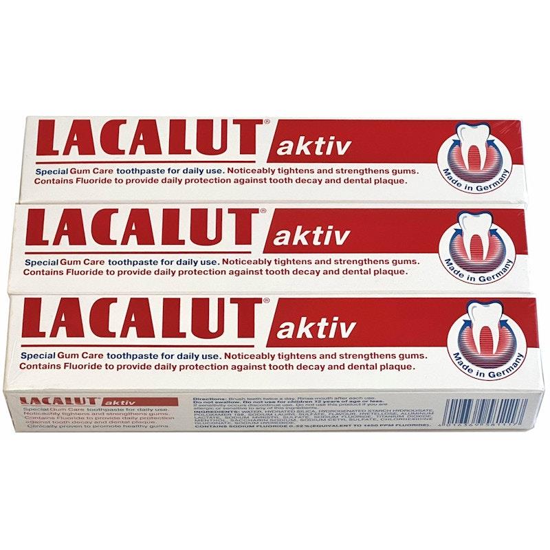 Lacalut Activ Anti-Gingivitis Toothpaste - 3 Tubes x 75ml