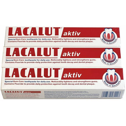 Lacalut Activ Anti-Gingivitis Toothpaste - 3 Tubes x 75ml