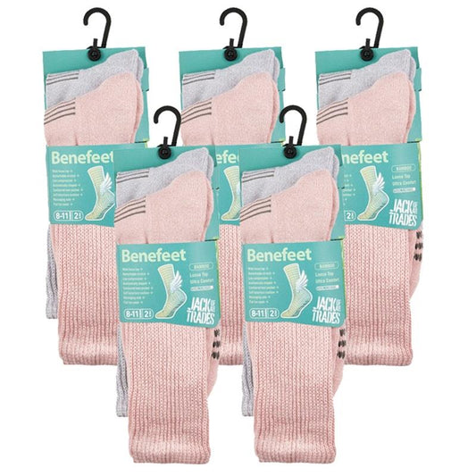 Benefeet 10 Pairs of Women's Bamboo Comfort Socks - Twisted Pink Size 8-11-Auzzi Store