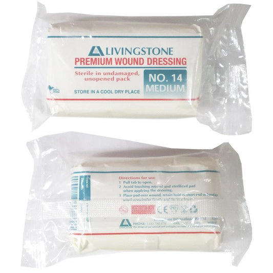 Livingstone Premium Wound Dressing Bandage 14 Sterile - 12 x 4cm Pads, 12 Pieces/Pack-Auzzi Store