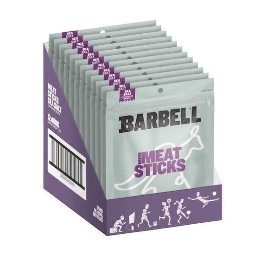 Barbell Foods Sea Salt Meat Sticks 100g - 12 Pack of Natural Protein Snacks