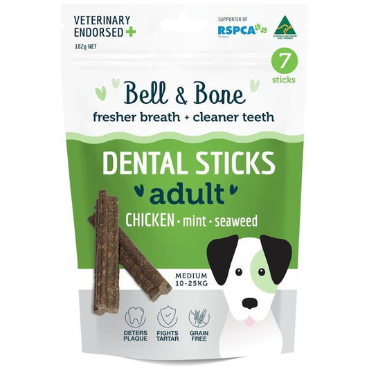 Bell & Bone Small Chicken, Mint & Seaweed Dental Sticks - 7 Sticks