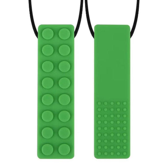 Sensory Safari Green Block Necklace - Oral Fidget for Stress Management - Auzzistore