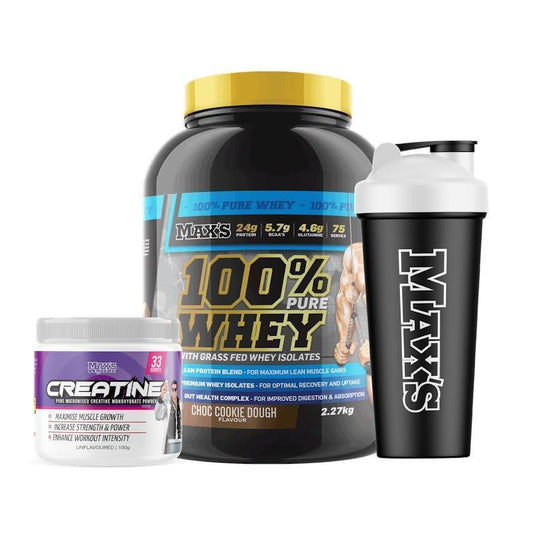 MAX'S 100% Whey Value Bundle 2.27kg - Choc Cookie Dough Flavor