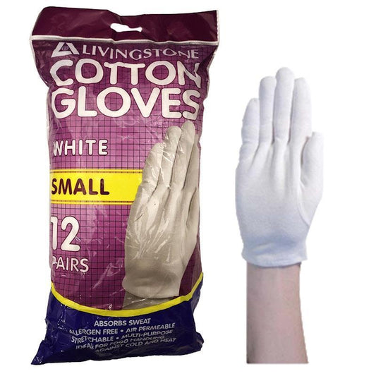 Livingstone Small Cotton Gloves - 12 Pairs for Comfortable Handling-Auzzi Store