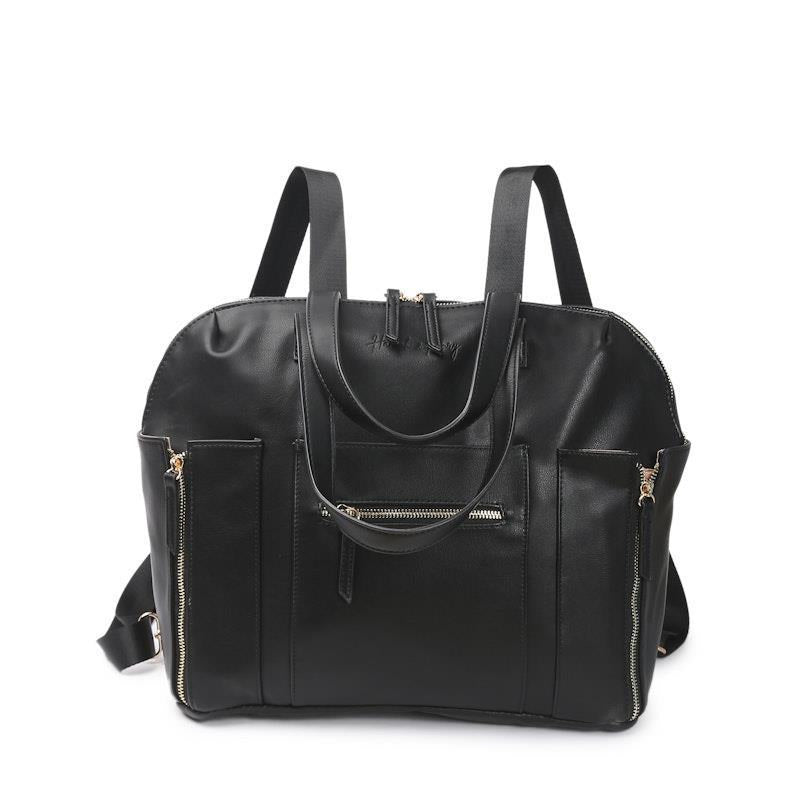 Hannah & Henry Chelsea Convertible Nappy Bag - Stylish Black Vegan Leather