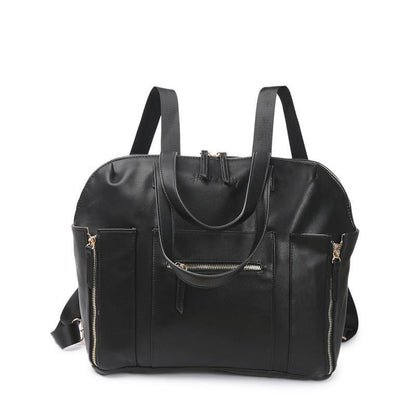 Hannah & Henry Chelsea Convertible Nappy Bag - Stylish Black Vegan Leather