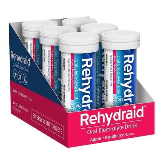 Rehydraid Electrolyte Effervescent Tablets - Apple Raspberry (10x6 Tubes)