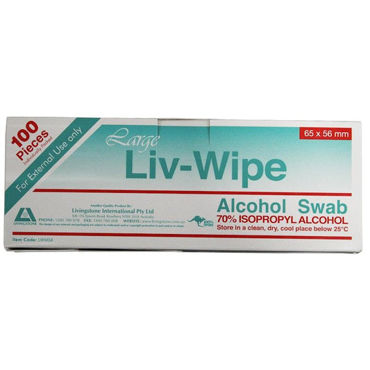 Liv-Wipe 70% Alcohol Swabs Prep Pad - Large 100 Pieces