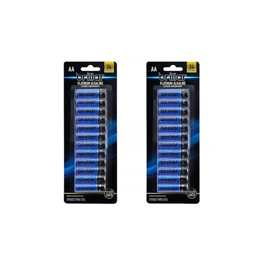 Brillar AA Platinum Alkaline Batteries 2 x 24 Pack - Long-Lasting Power - Auzzistore
