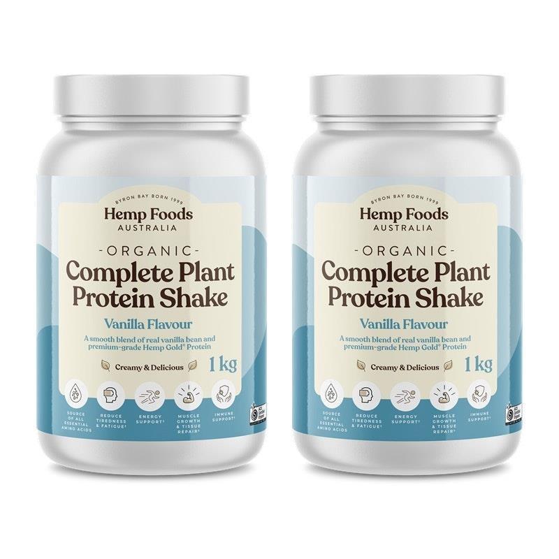 Hemp Foods Australia Complete Plant Protein Shake Vanilla - 1kg Twin Pack