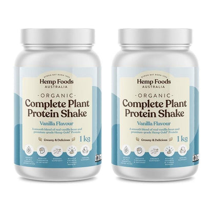 Hemp Foods Australia Complete Plant Protein Shake Vanilla - 1kg Twin Pack