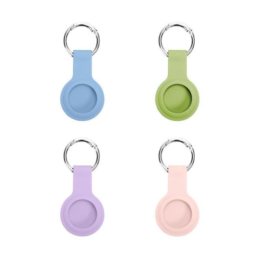 Laser Silicone Key Ring for Apple AirTag - 4 Pack in Blue, Green, Purple & Pink