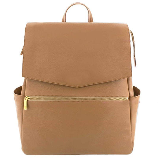 Hannah & Henry Classic Nappy Bag Backpack - Luxurious Tan Vegan Leather
