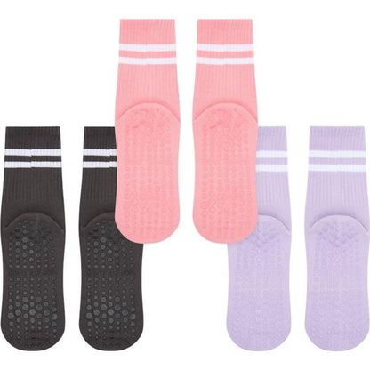 High Heel Jungle Varsity Premium Combed Cotton Full Grip Pilates/Yoga Socks Bundle - 3 Pack-Auzzi Store