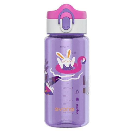 Evorie Tritan Kids Drinking Spout Water Bottle 380mL, Purple Bunny - Hydration for Little Ones-Auzzi Store