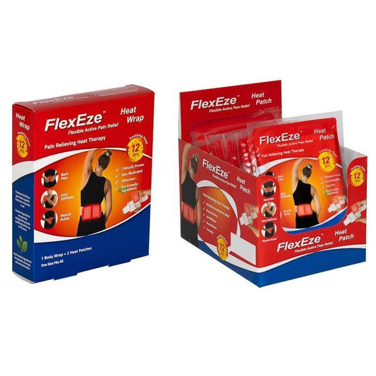 FlexEze Back Pain Heat Wrap 20 Pack Bundle - Effective Pain Relief