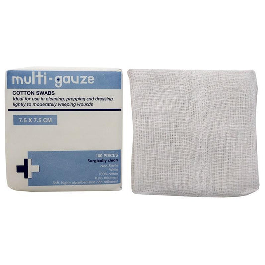 Livingstone Non-Sterile Gauze Swabs 8 Ply Cotton 7.5x7.5cm - 100 Pieces/Box