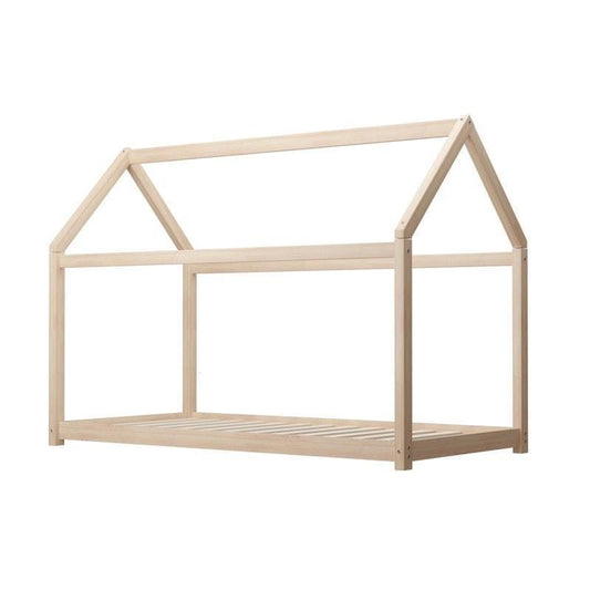 Oikiture Wooden Bed Frame - Single Pine Timber House Design - Auzzistore