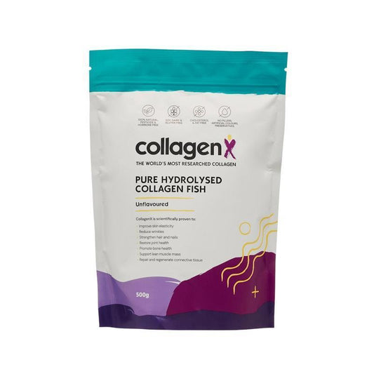 CollagenX Pure Hydrolysed Fish Collagen Peptide Powder - 500g for Skin and Joint Health