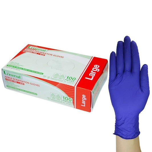 Universal Nitrile Examination Gloves - ASTM Powder Free - Large - 100 Pieces/Box