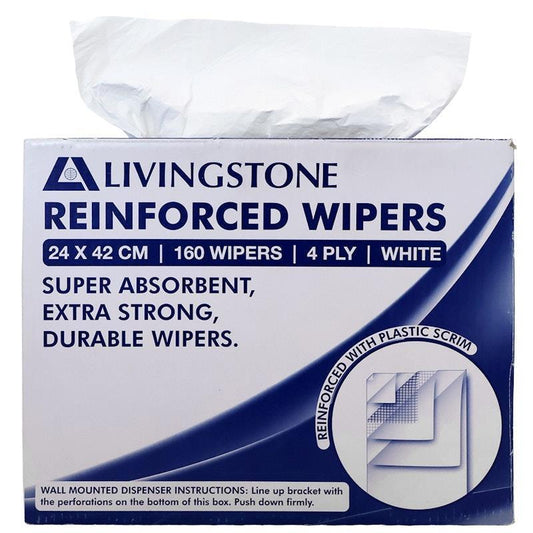 Livingstone Reinforced Pop-Up Wipers - 4-Ply (24 x 42 cm, 160 Pieces/Box)-Auzzi Store