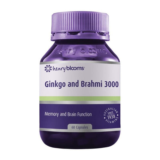 Henry Blooms Ginkgo and Brahmi 60 Capsules - Memory Support Formula
