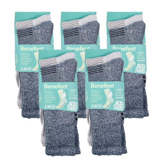 Benefeet 10 Pairs of Men's Bamboo Comfort Socks - Twisted Navy Size 6-10-Auzzi Store