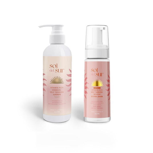 Sol del Sur Self Tan Glow Duo - Extra Dark Bundle - Year-Round Radiance - Auzzistore