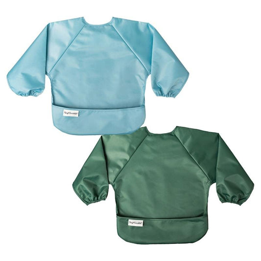 Tiny Twinkle Mess-Proof Full Sleeve Bib 2 Pack - Slate & Olive (Large 2-4Y)