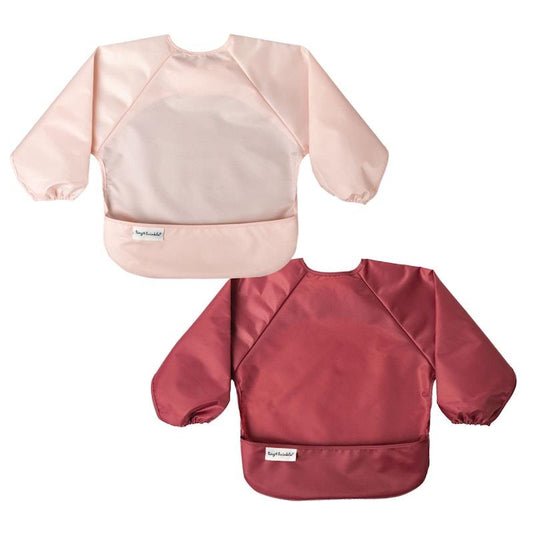 Tiny Twinkle Mess-Proof Full Sleeve Bib 2 Pack - Rose & Burgundy (Small 6-24M)