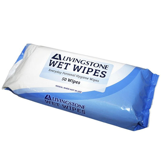 Livingstone Adult Wet Cleansing Wipes - Alcohol Free, 50 Wipes Per Pack (12 Pack)