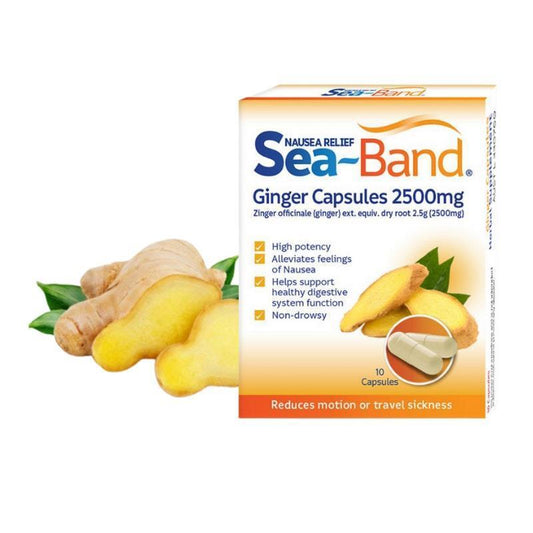 Sea-Band Nausea Relief Ginger Capsules - 2500mg, 10 Capsules-Auzzi Store