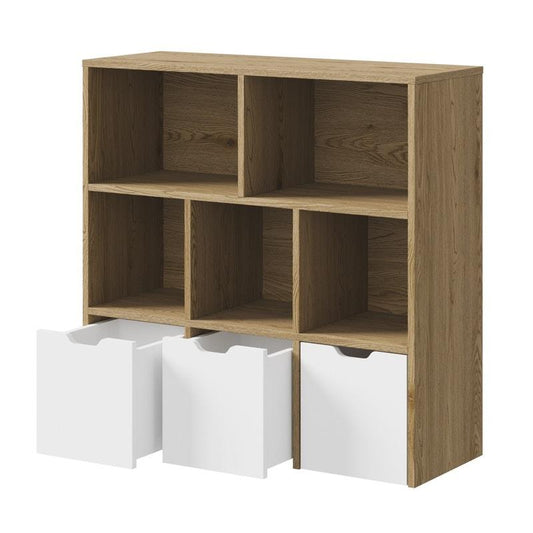 Oikiture Kids Bookcase Toy Organizer with Removable Bins - Natural & White-Auzzi Store