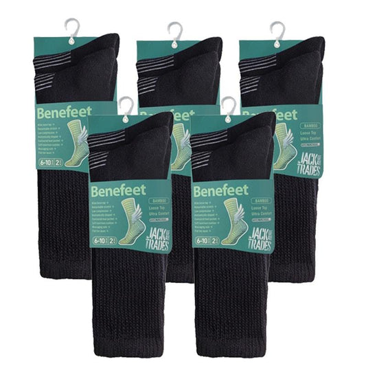 Benefeet 10 Pairs of Men's Bamboo Comfort Socks - Black Size 6-10-Auzzi Store