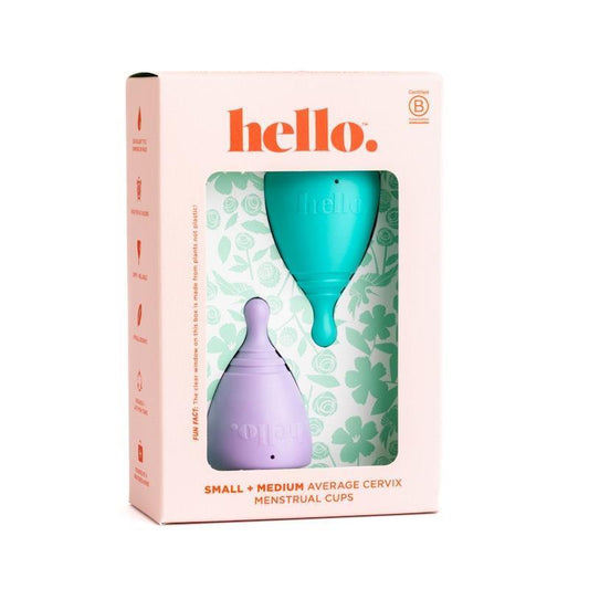 Hello Period Average Cervix Cups S Lilac + M Blue - Menstrual Cup Set
