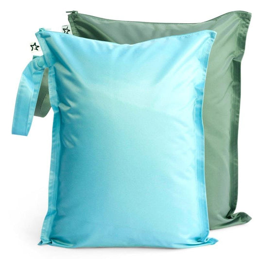 Tiny Twinkle - Slate & Olive Mess-Proof Wet Bag 2 Pack - 12.5x16 inches-Auzzi Store
