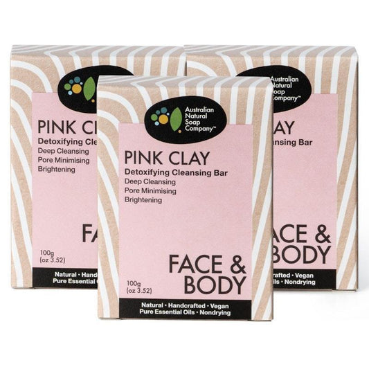 Australian Natural Soap Company Pink Clay Detoxifying Cleanser - 3 Pack
